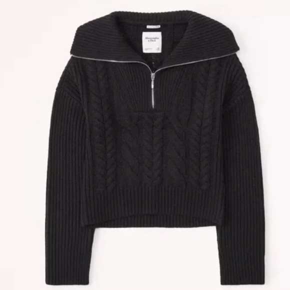 Abercrombie & Fitch Wool Blend Quarter Zip size medium navy blue - Picture 1 of 7